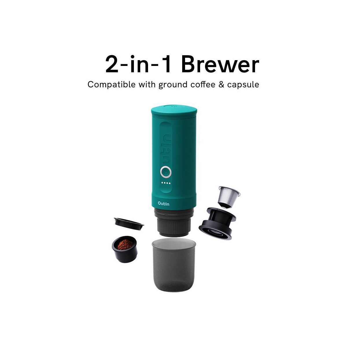 OutIn Nano Self Heating Portable Electric Espresso 20 Bar Coffee Machine Teal - Additional view
