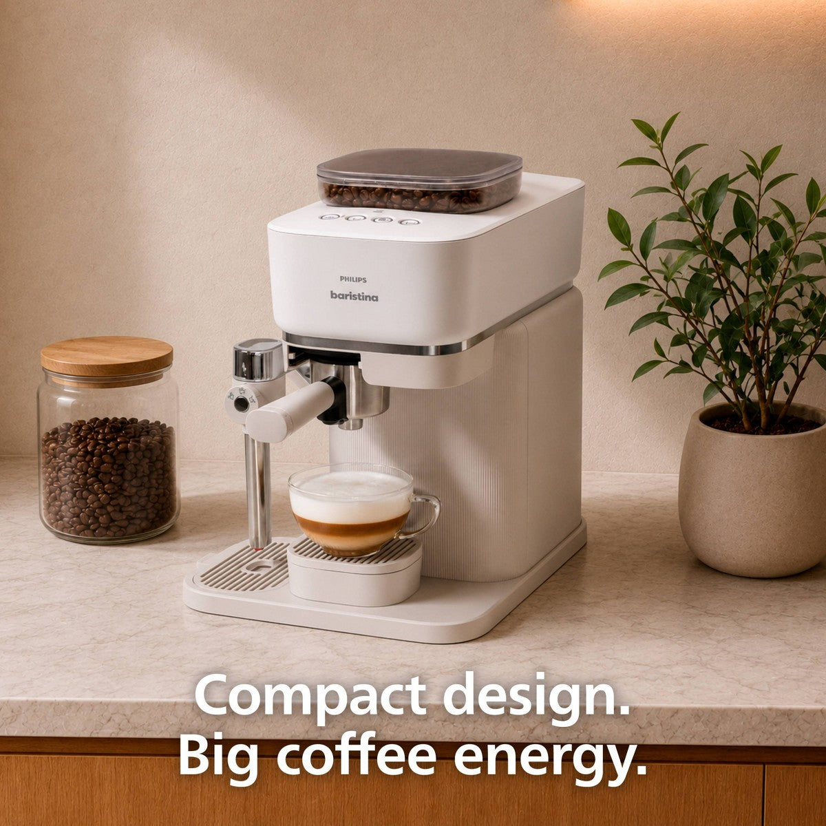 Philips Baristina Latte Automatic Coffee and Espresso Machine Milky White - Additional view