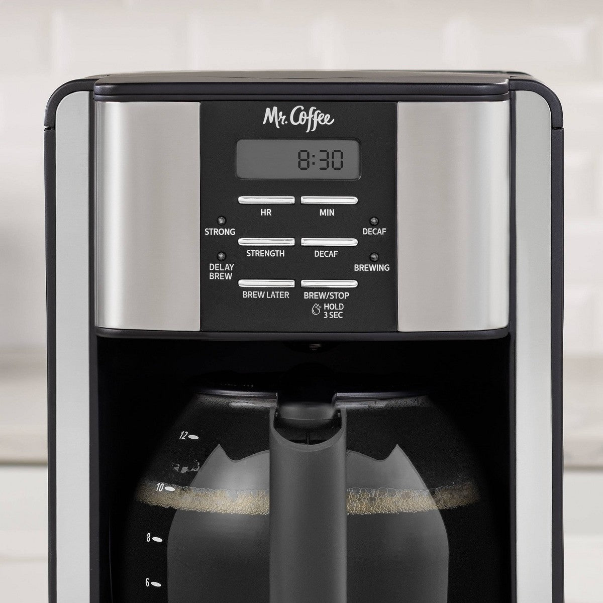 Mr. Coffee 12-Cup Programable Coffee Maker Black/Stainless Steel: Drip, Automatic Shut-Off, Dishwasher-Safe Parts - Additional view