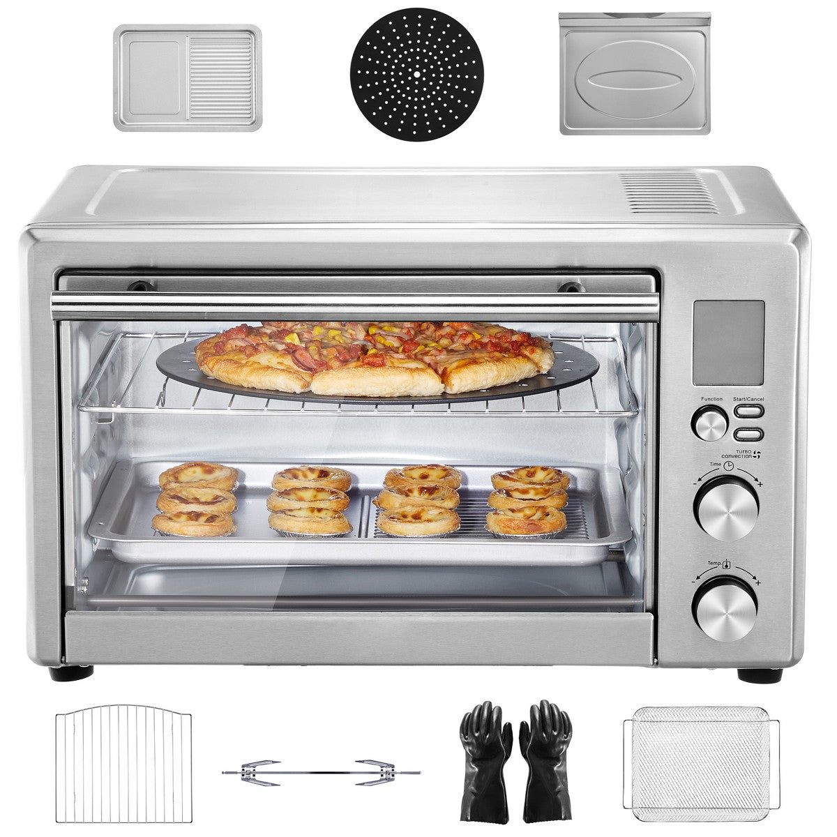 VEVOR 13-IN-1 Air Fryer Toaster Oven, 28L/29.6Qt Convection Oven, 1800W 2-Tier Toaster Ovens Countertop Combo with Wire Racks, Pizza Pan, Gloves