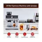 Espresso Machine with Grinder, Milk Frother Wand, 1450W, 20 Bar Professional Espresso Maker with Barista Kit - Additional view