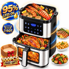 Clearance - 7.5QT Air Fryer with Grill, 8-in-1 Digital Cooking, Touch Screen, Viewing Window, Nonstick Basket, Interior Light, 100 Liners Included