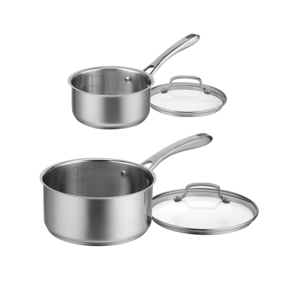 Cuisinart Classic 4pc Stainless Steel Saucepan Set (1.5qt & 3qt) - 83-4: Induction Safe Cookware, Dishwasher-Safe