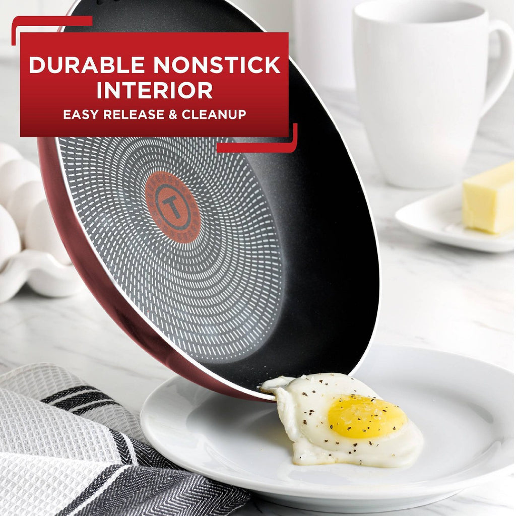 T-fal 18pc Initiatives Nonstick Cookware Set Red: Tempered Glass Lids, Stay-Cool Handles, Dishwasher & Oven Safe - Additional view