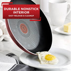 T-fal 18pc Initiatives Nonstick Cookware Set Red: Tempered Glass Lids, Stay-Cool Handles, Dishwasher & Oven Safe - Additional view