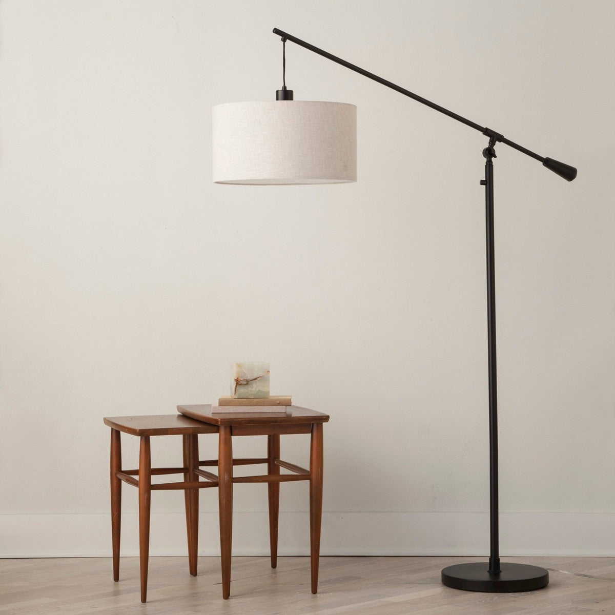 70"x16" Cantilever Drop Pendant Swing Arm Floor Lamp Brown - Threshold™: Adjustable, Metal Body, Linen Shade