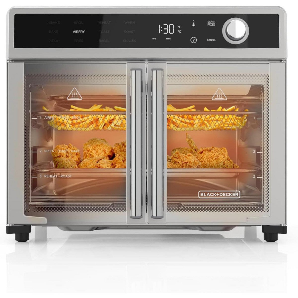 BLACK+DECKER Crisp 'N Bake French Door Air Fryer Oven, TO62D5-1SD, 12 Cook Functions, 60-minute Timer, Air Fry with Convection Tech & Compact Design - Additional view
