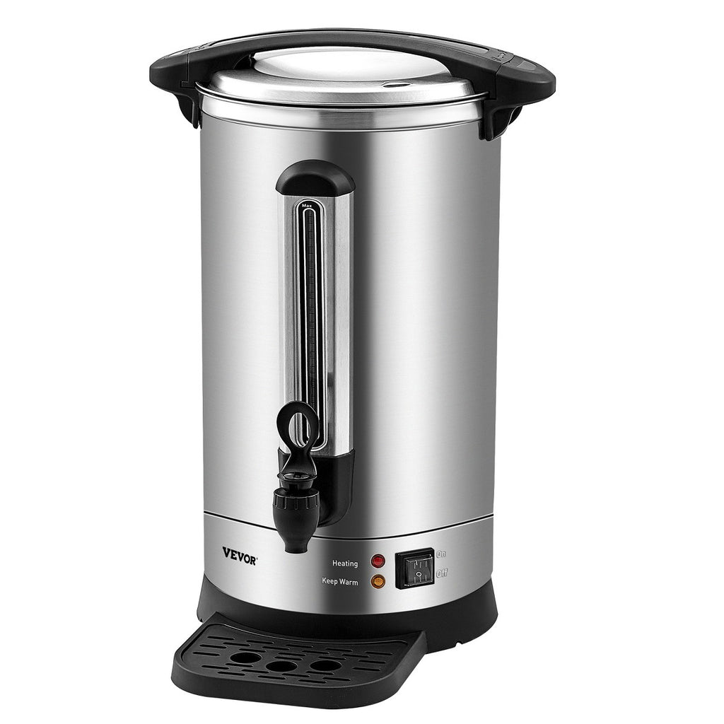 VEVOR Commercial Coffee Urn, 65 Cups Stainless Steel Large Coffee Dispenser, 1500W 110V Electric Coffee Maker Urn For Quick Brewing, Hot Water Urn