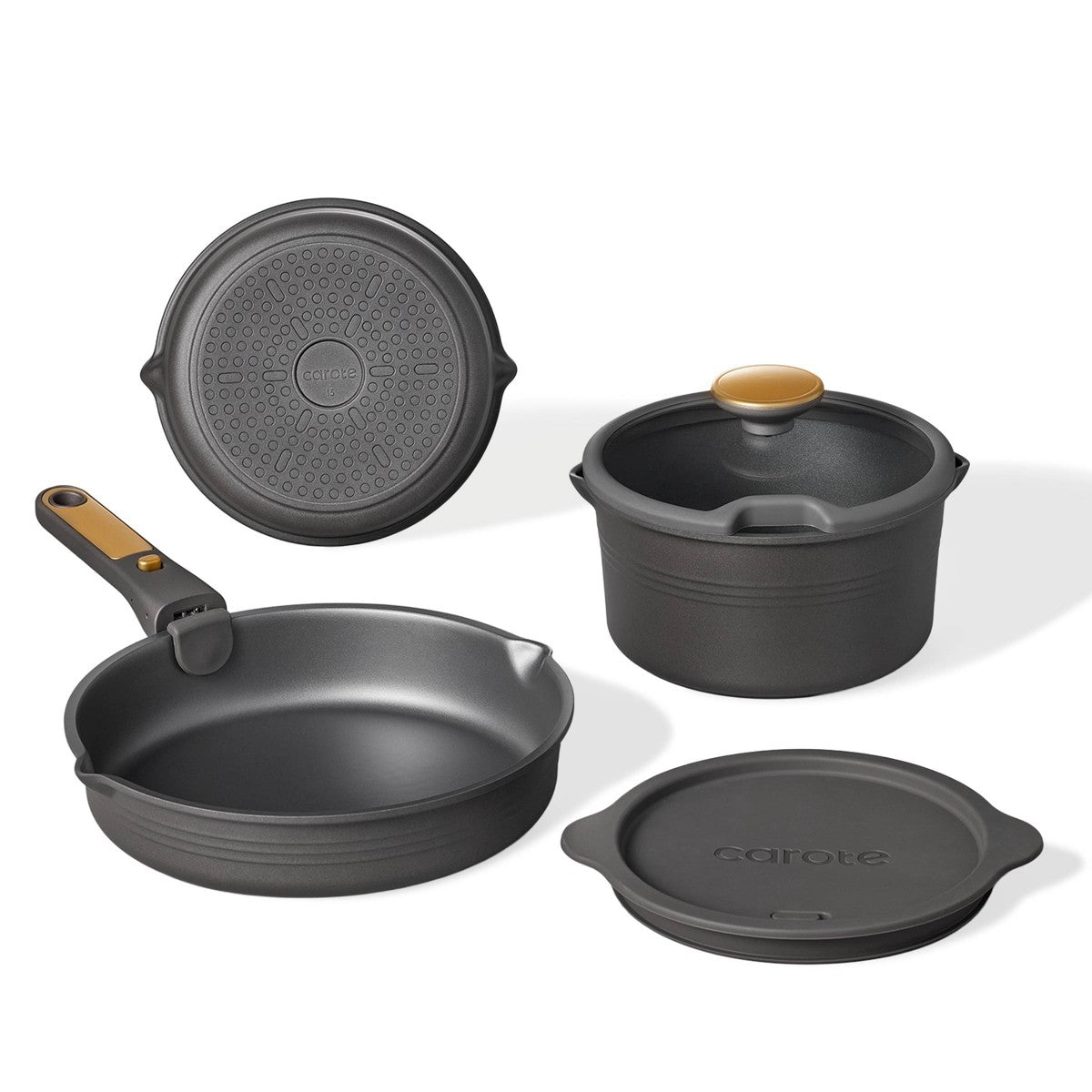 Carote 10pc Nonstick Cookware Set with Detachable Handle Black - Additional view