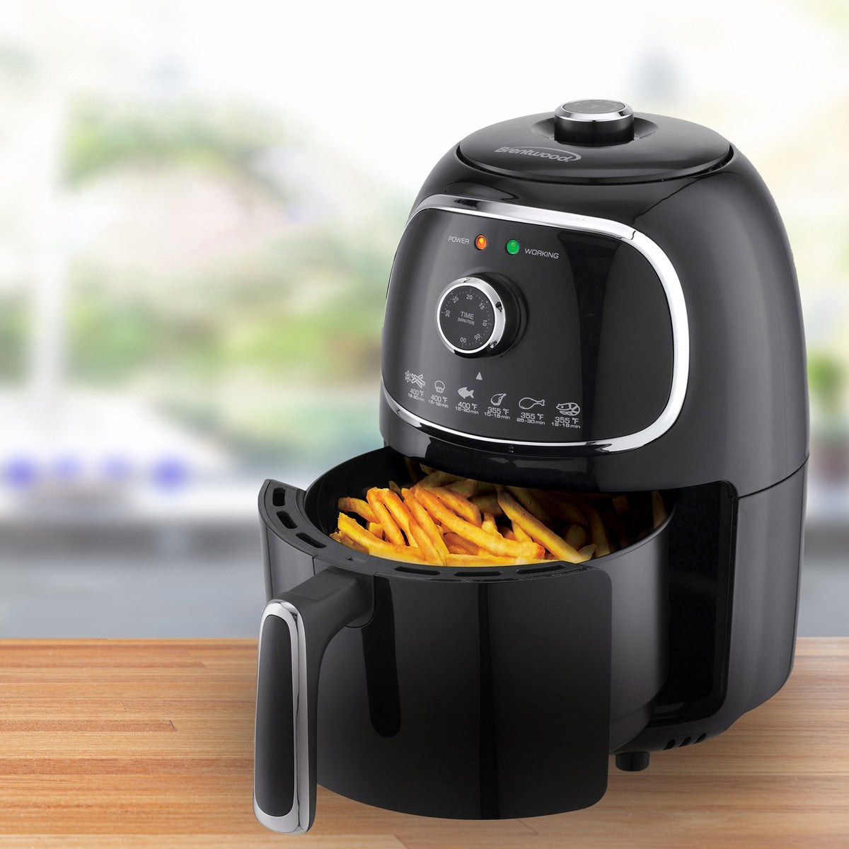 Brentwood AF-202BK 2 Quart Small Electric Air Fryer Black with Timer and Temp Control - Additional view
