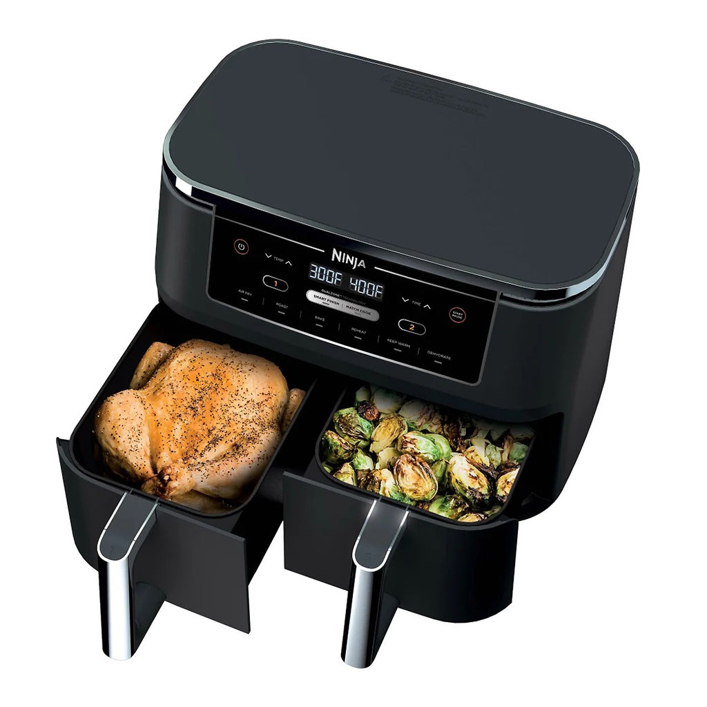 Refurbished: Ninja R-AD300CO Foodi 6-in-1 10-qt. XL 2-Basket Air Fryer with DualZone Technology, Black – Manufacturer Refurbished