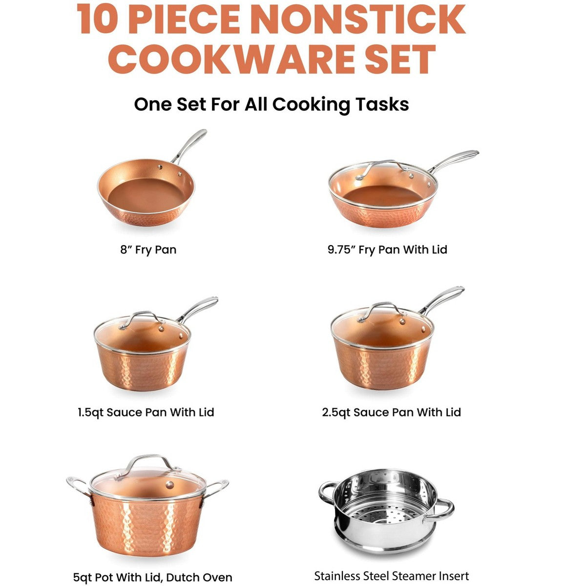 Gotham Steel Hammered 10 Pc Nonstick Cookware Set Pots and Pans Set - Additional view