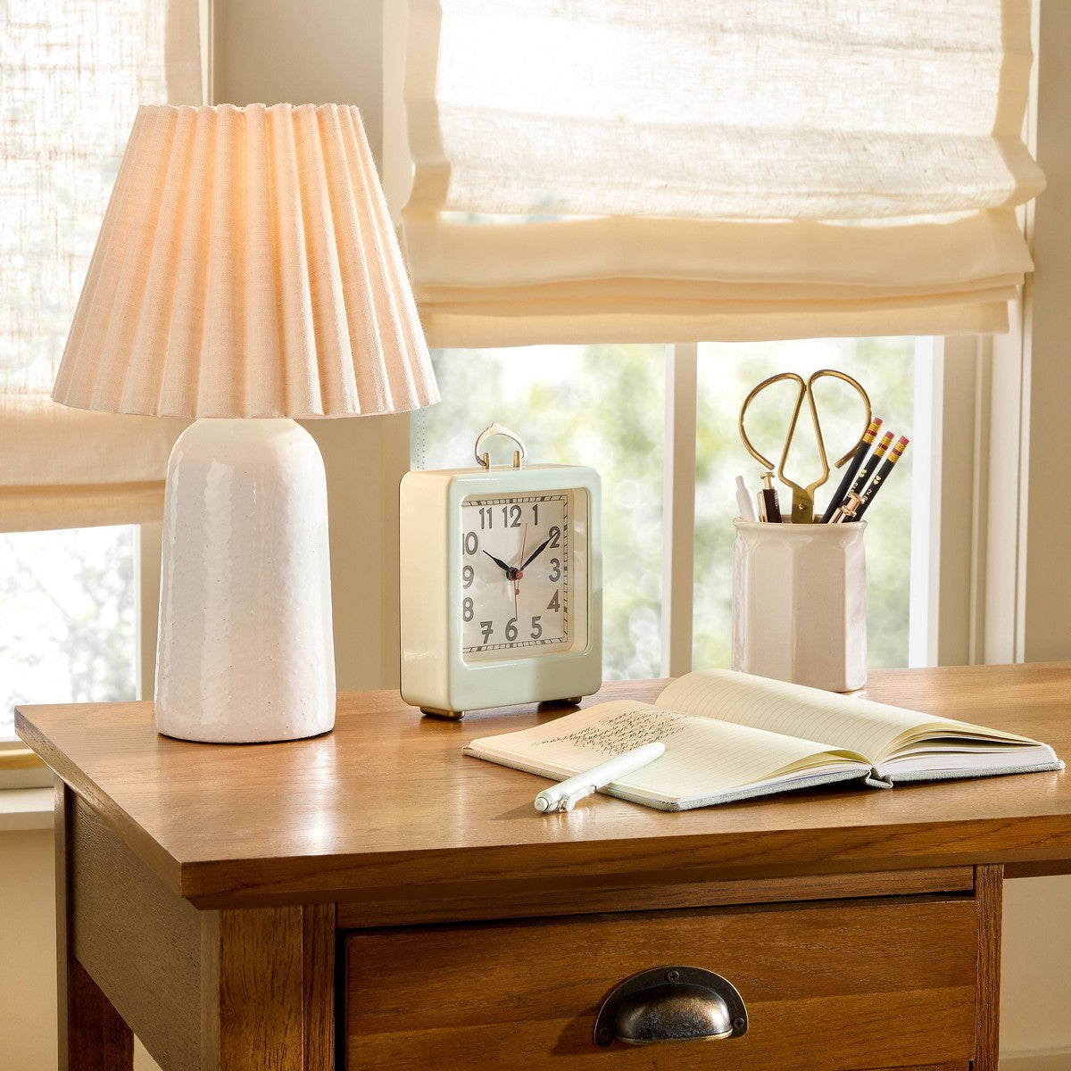 Ceramic Lamp with Scallop Shade Sour Cream/Oatmeal - Hearth & Hand™ with Magnolia - Additional view