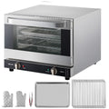 VEVOR Commercial Convection Oven, 21L/19Qt, Quarter-Size Conventional Oven Countertop, 1440W 3-Tier Toaster with Front Glass Door, 120V, Silver