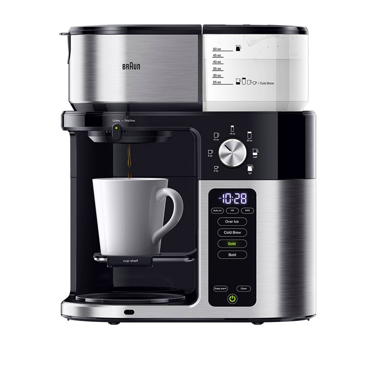Braun MultiServe Plus 10-Cup Pod Free Drip Coffee Maker, 7 Brew Sizes / Hot & Cold Brew, KF9250BK: Stainless Steel, Electric, Dishwasher-Safe - Additional view