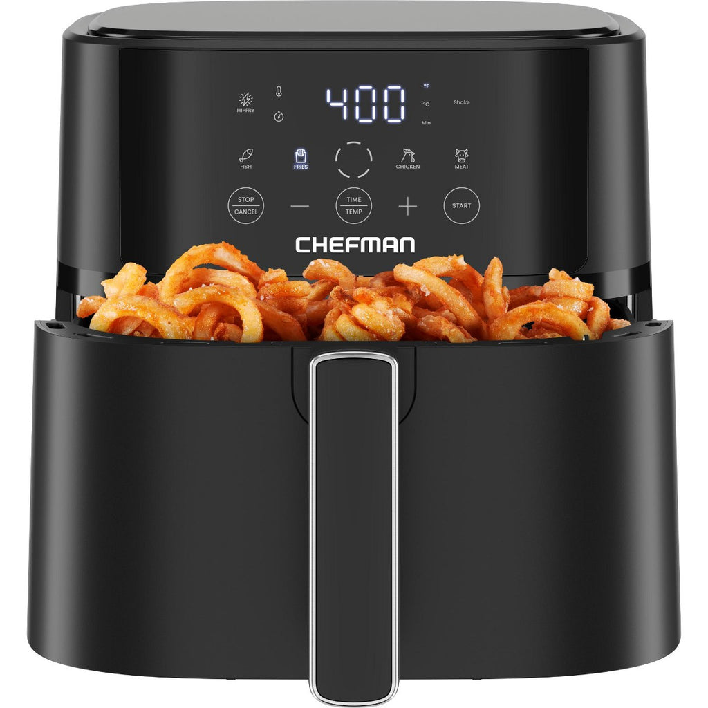 Chefman 6 Qt Compact Digital Touch Air Fryer w/ Hi-Fry & Shake Reminder - Black