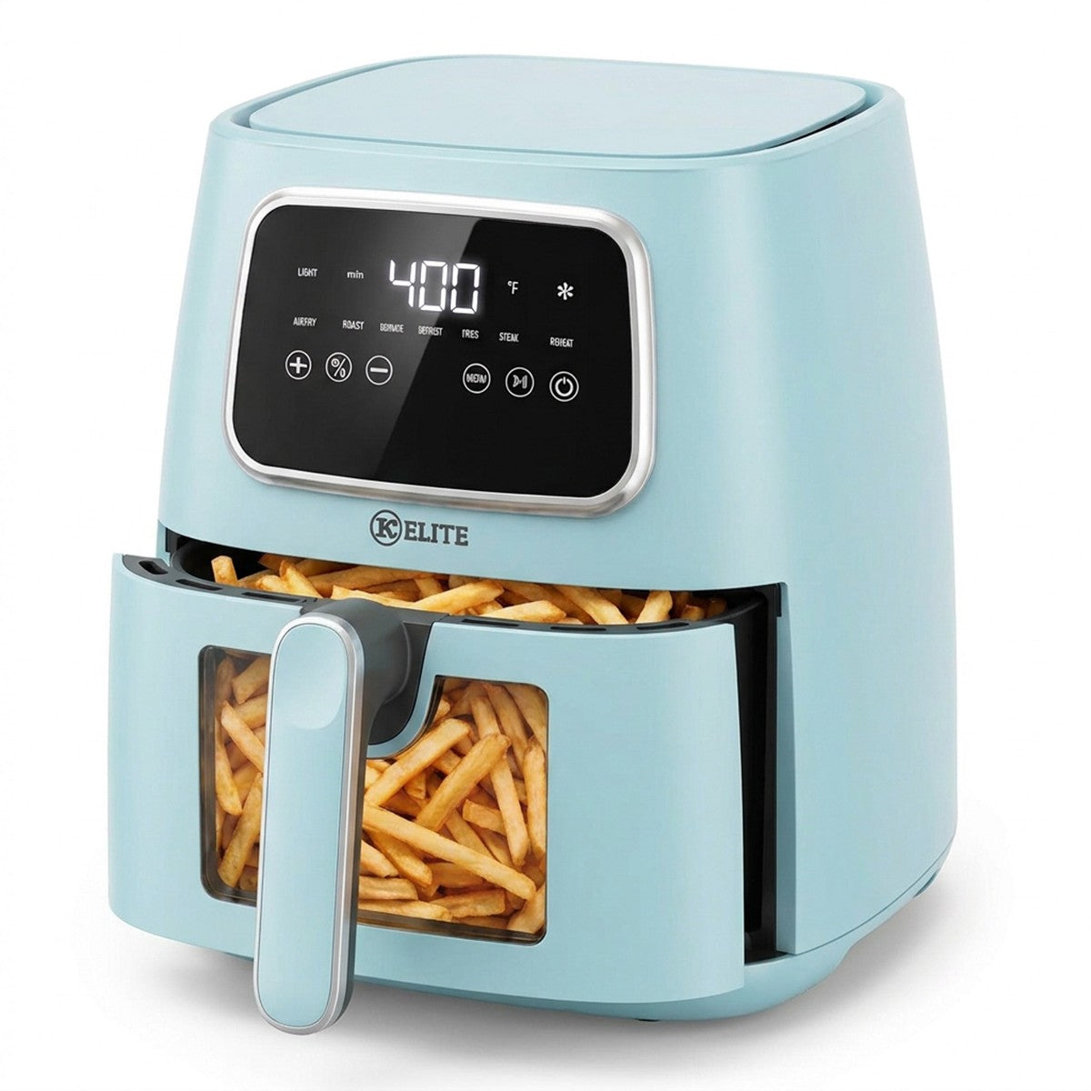 Kitchen Elite 5.5 Qt Digital Air Fryer, 7-in-1 Small Airfryer, LED Screen, Blue