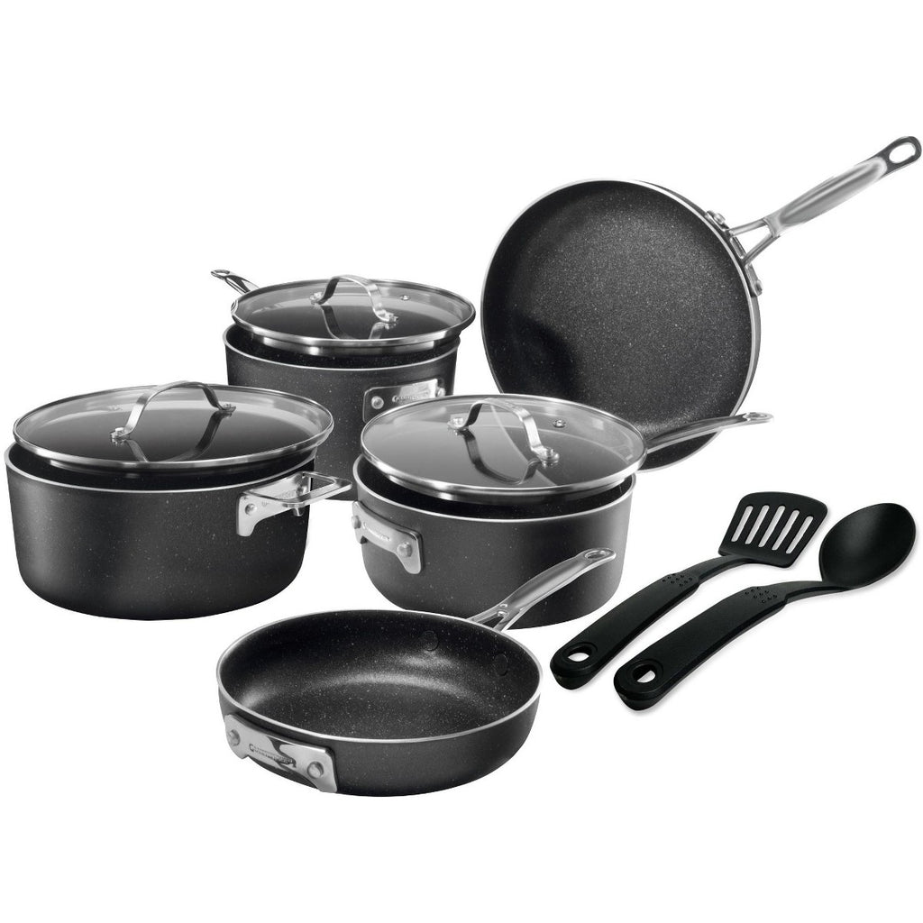 Granitestone Stackmaster 10-Piece Nonstick Cookware Set, Stackable Pots and Pans, Induction, Dishwasher Safe, Black - Additional view