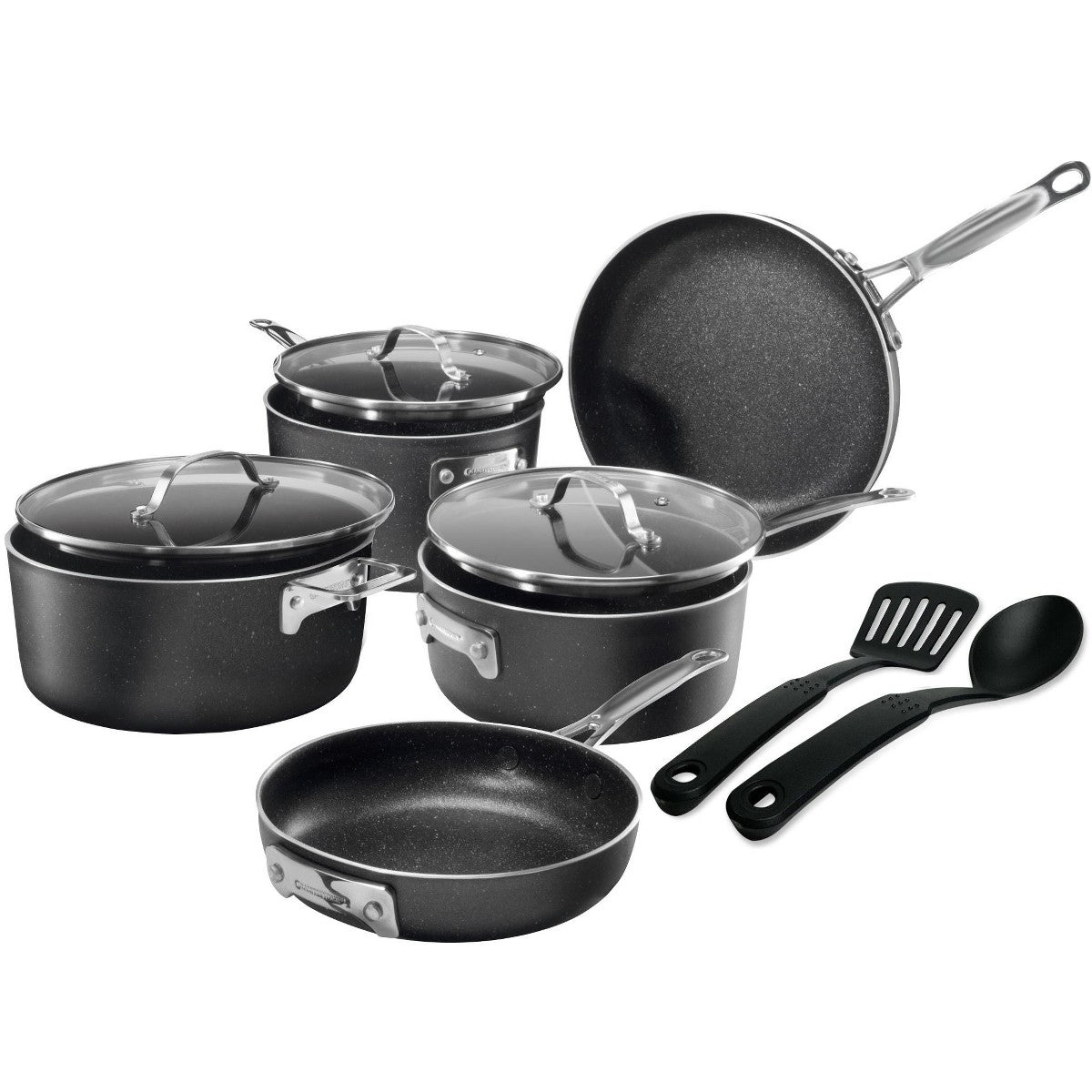 Granitestone Stackmaster 10-Piece Nonstick Cookware Set, Stackable Pots and Pans, Induction, Dishwasher Safe, Black - Additional view