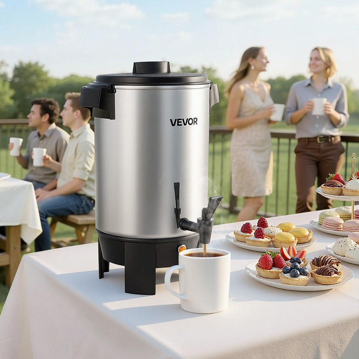 VEVOR Commercial Coffee Urn, 30 Cup 152oz Hot Beverage Dispenser with Dripless Faucet, 1090W Quick-Brewing , Automatic Temperature Control,Silver - Additional view