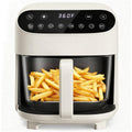 4.5QT Glass Air Fryer - Non-Toxic PFAS-Free High Borosilicate Glass Basket, 360° View, 8 Smart Presets, Stainless Steel Rack, Dishwasher Safe, White