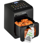 NutriChef 6L Digital Air Fryer with Transparent Window, 12 Preset Programs - Black