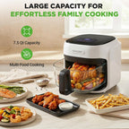 NutriChef 7.5 Quart Air Fryer with Glass Fry Bowl, 6 Preset Modes & 360° Air Circulation Cooking System - Additional view