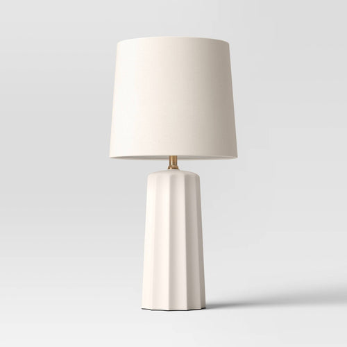 24.75"x13" Ribbed Ceramic Table Lamp Cream - Threshold™: Bedside, Nightstand, No Assembly Required - Additional view