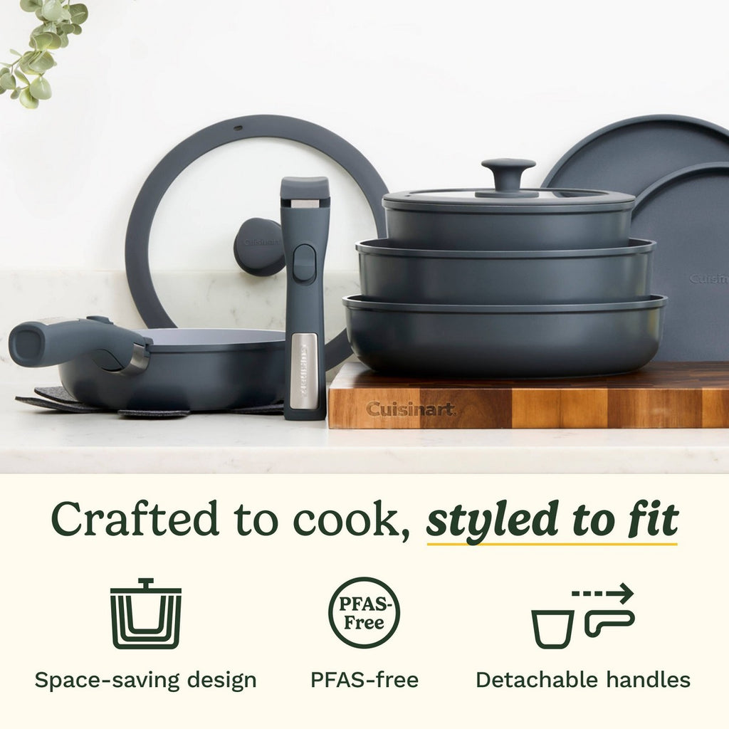 Cuisinart 13pc Clicksmart Nonstick Detachable Handle Cookware Set Earl Gray - Additional view