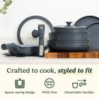 Cuisinart 13pc Clicksmart Nonstick Detachable Handle Cookware Set Earl Gray - Additional view