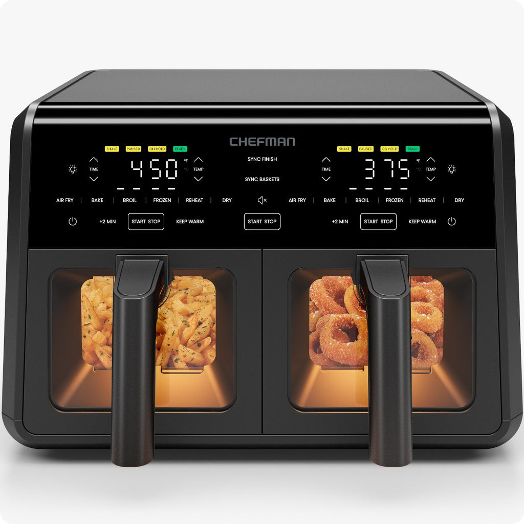 Chefman 9-Quart TurboFry Dual Basket Air Fryer with DC Motor, PFAS Free - Black