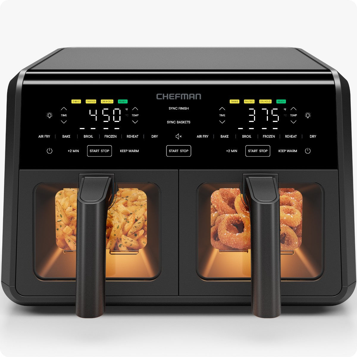 Chefman 9-Quart TurboFry Dual Basket Air Fryer with DC Motor, PFAS Free - Black