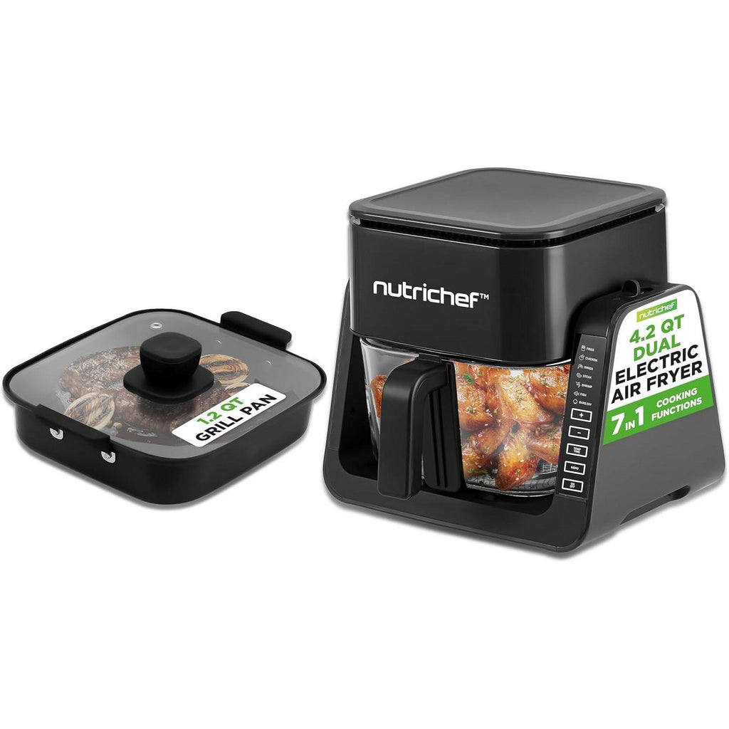NutriChef Powerful Performance 4L Electric Air Fryer & Grill with Intuitive Touch Controls - Black
