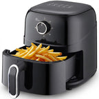 Kitchen Elite 2.5 Quart Mechanical Air Fryer, Compact Appliance with 60-Minute Timer, Nonstick Removable Basket, Oil-Free Cooking, Black