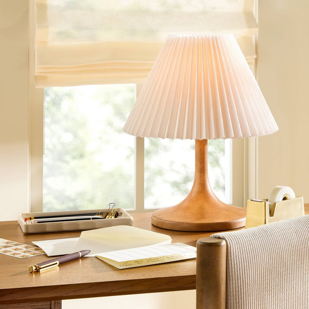 Wooden Mid Tone Lamp with Pleated Shade - Hearth & Hand™ with Magnolia - Additional view