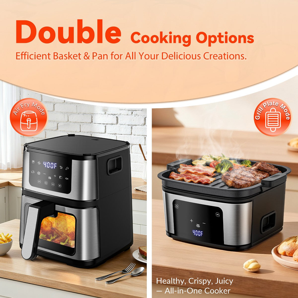 Air Fryer Oven 8 Preset Cookings, Portable Air Fryer w/ Large 7.5 QT, Touch Screen, Dishwasher-Safe W/100 Pcs Liners - Additional view