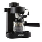 IMUSA 4 Cup Electric Espresso/Cappuccino Maker 800 Watts - Black: Milk Frother, Glass Carafe, Removable Filter Basket