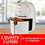 Brentwood 2 Quart Small Electric Air Fryer with Timer and Temp Control- White - Additional view