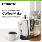 Presto 02822 Stainless Steel Coffee Maker, Classic Percolator, Easy Pour, Silver - Additional view