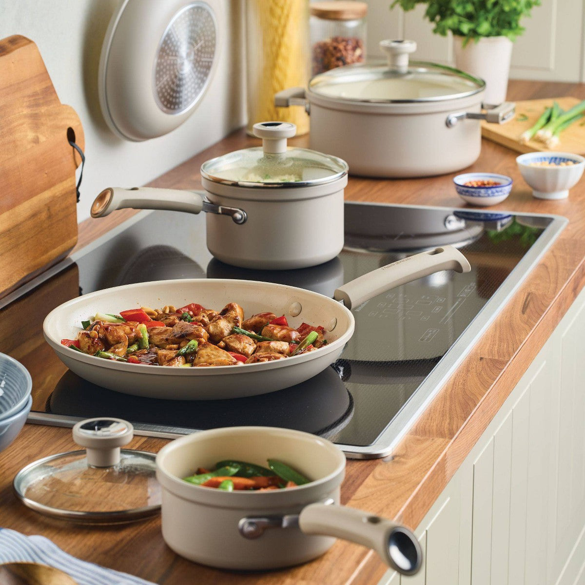 Farberware TrueCook 12pc Ceramic Plus Induction Cookware Set Taupe - Additional view