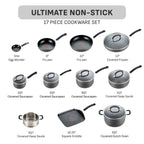 T-fal 17pc Nonstick Cookware Set, Hard Anodized, Black - Additional view