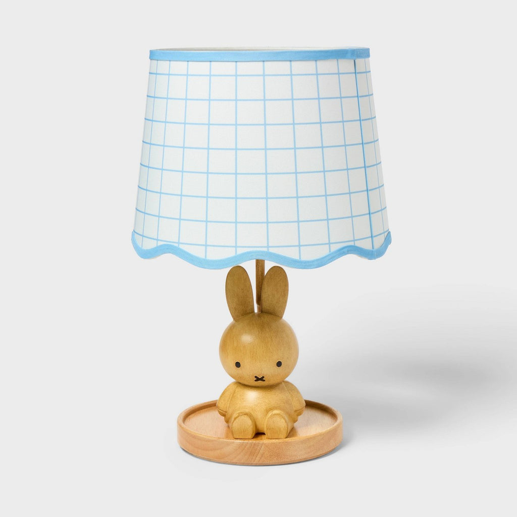 Miffy Wooden Kids' Table Lamp with Blue Grid Shade - Miffy by Pillowfort™