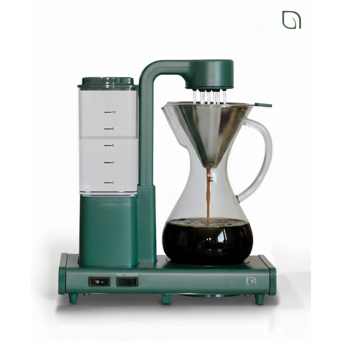 Willow Kitchen Eco Series 10 Cup Pour Over Drip Hot & Iced Coffee Maker Machine with Even Pour Blooming Technology & Auto Drip Stop Green