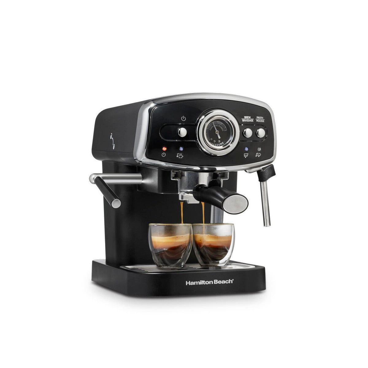 Hamilton Beach Retro Slide Espresso Machine 40730: Electric Coffee Maker, 1050W, Hand Wash, 15-Cup Capacity, Black