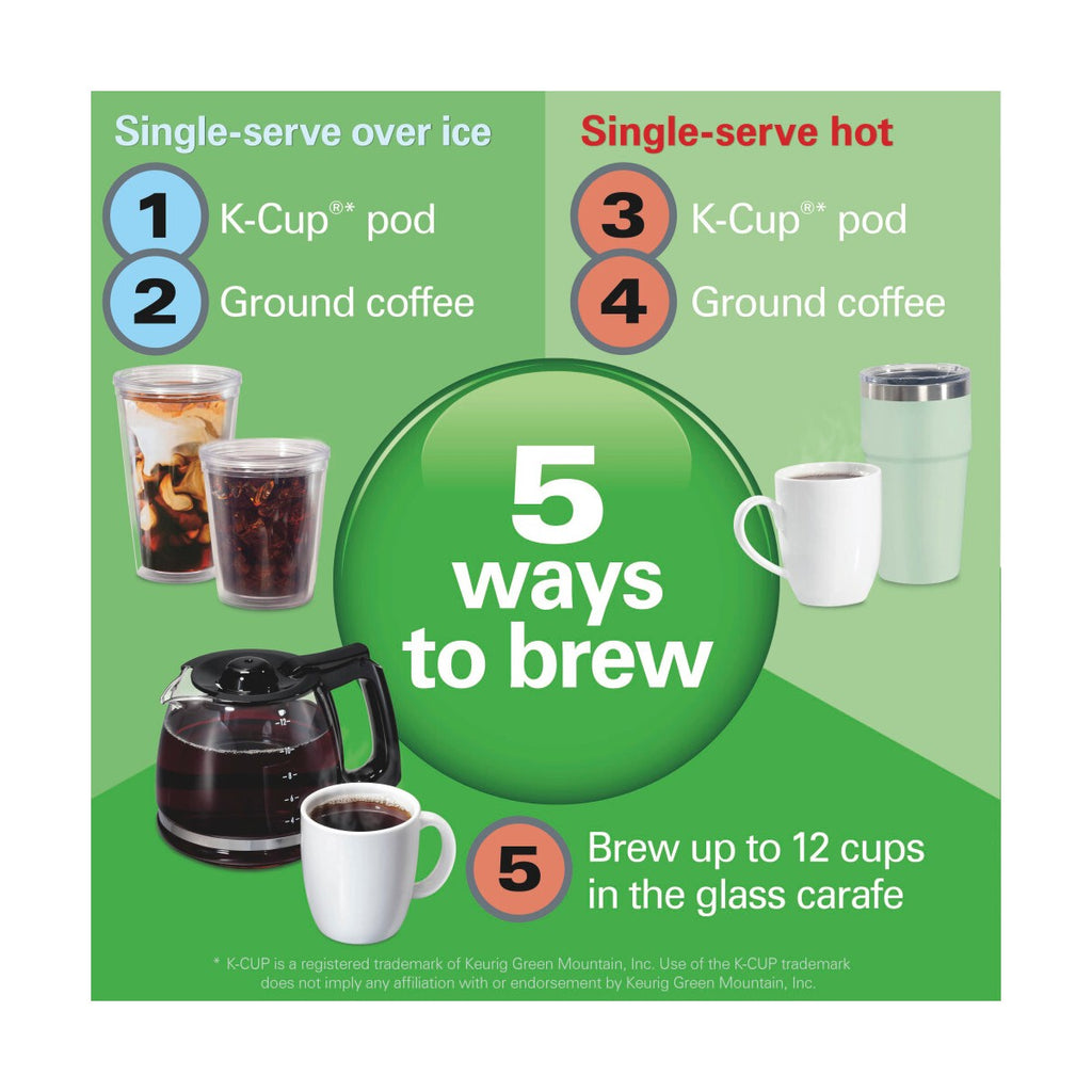 Hamilton Beach 12c FlexBrew 5 in 1 Drip Coffee Maker Black: 12 Cup Programmable & Single Serve, 1200W, Ground & Capsule Use - Additional view