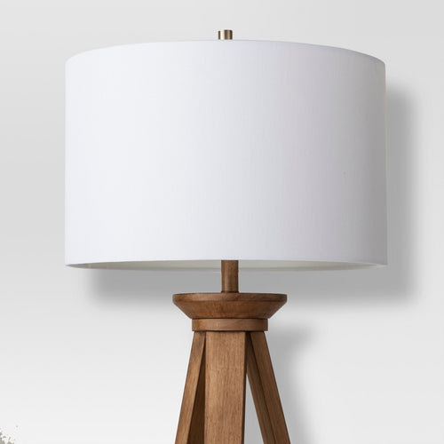 60"x16" Tripod Floor Lamp Oak Tone Wooden Finish - Threshold™: Elegant Standing Lighting, 3-Way Switch, UL Listed - Additional view