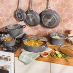 12pc Nonstick Ceramic Coated Aluminum Cookware Set Dark Gray - Figmint™ - Additional view