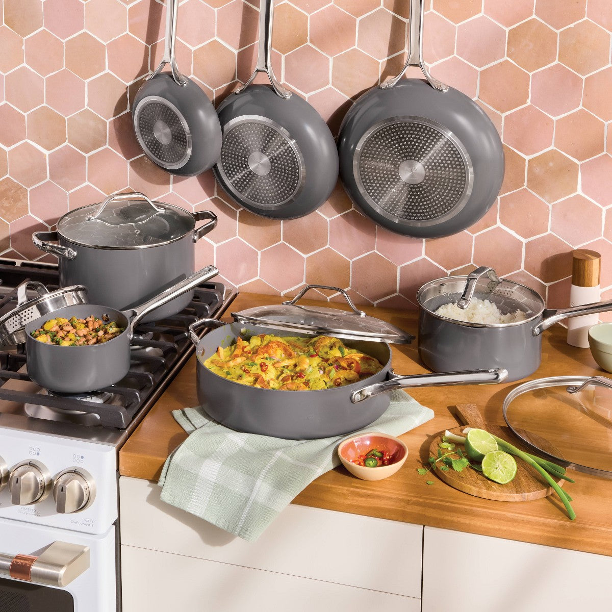 12pc Nonstick Ceramic Coated Aluminum Cookware Set Dark Gray - Figmint™ - Additional view