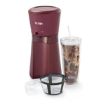 Mr. Coffee Iced Coffee Maker with Reusable Tumbler and Coffee Filter - Burgundy: Brews Iced Coffee, 22 oz Capacity