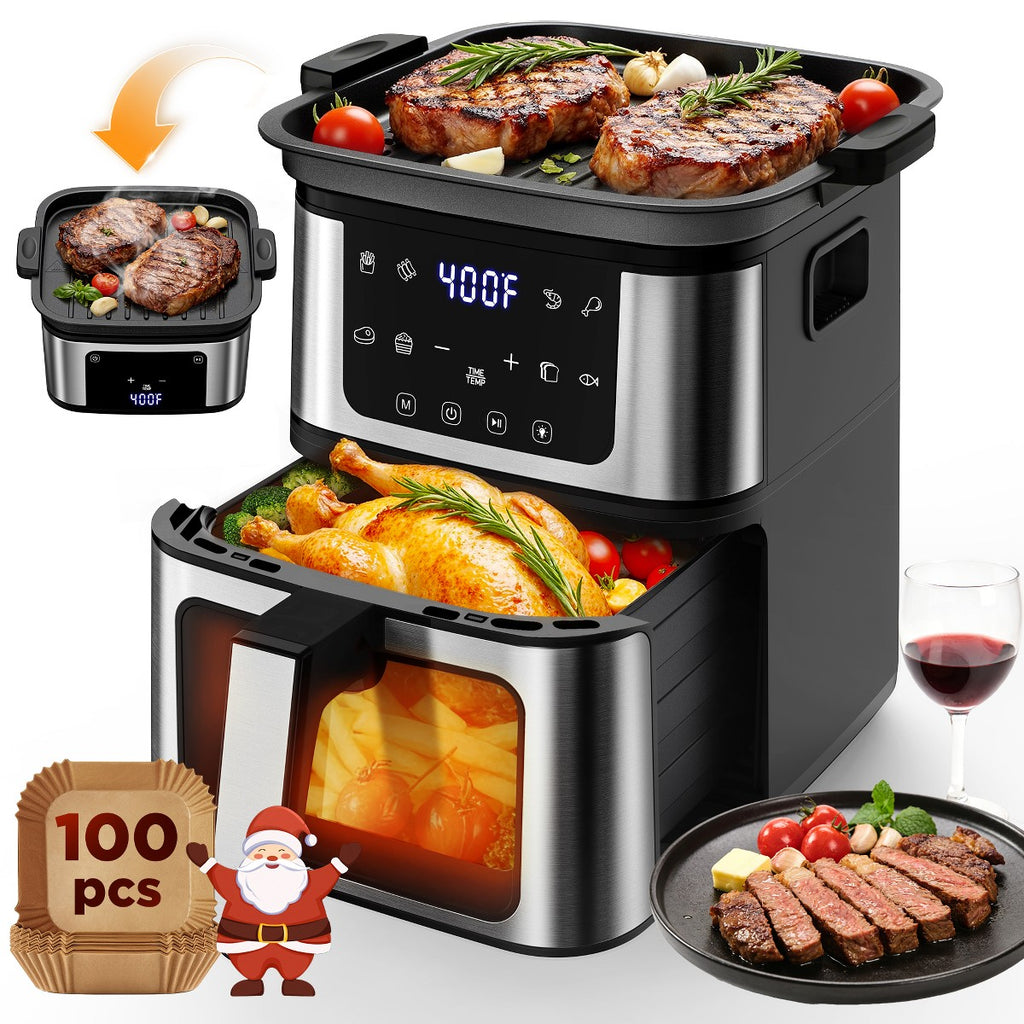 Air Fryer Pro 8-in-1 7.5-Quart, Steak Searing, Dishwasher-Safe Parts, Black, Metal & Plastic, 1350W